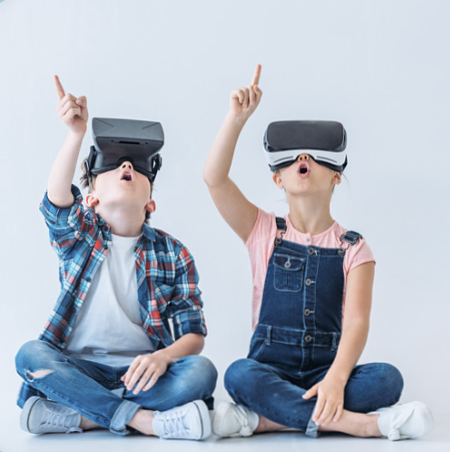 Kids Wearing Virtual Reality Goggles